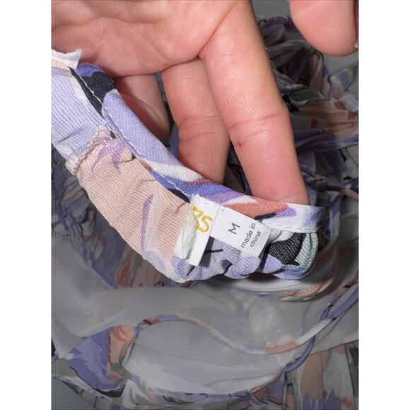 New ASTR the Label Blythe Floral Plisse Midi Dress Coral Multi Size M Pleated - Picture 5 of 6